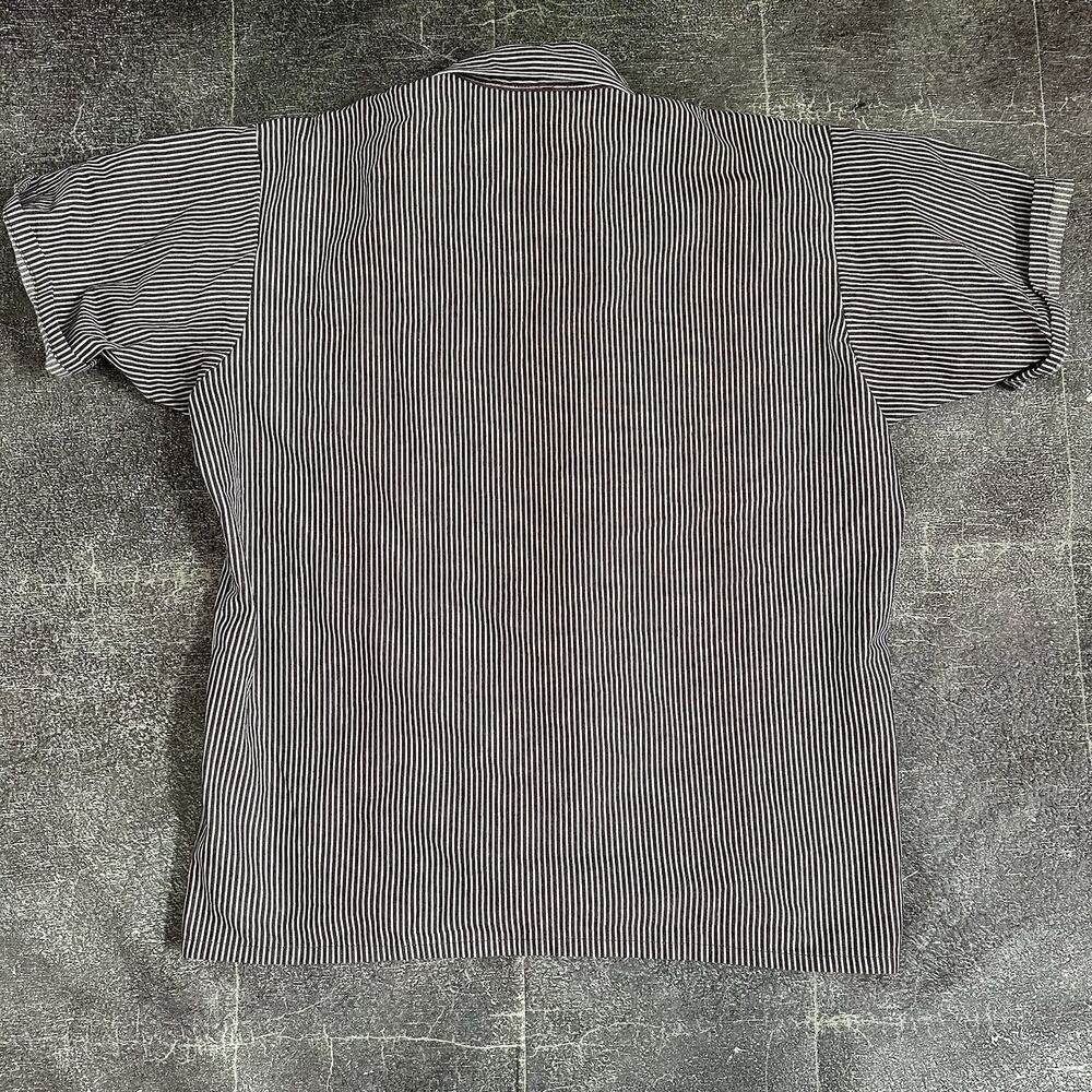 Men's Ben Davis Short Sleeve Burgundy Hickory Stripe Mechanic Work Shirt Sz L - Picture 4 of 4